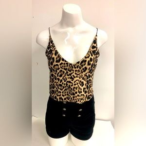 URBAN RENEWAL LEOPARD PRINT CROPPED SPAGHETTI STRAPS TOP IN LARGE